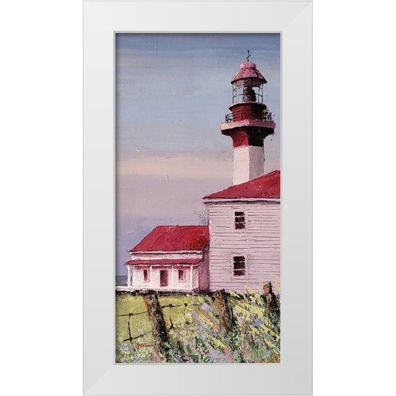Cusson, Marie Elaine 9x14 White Modern Wood Framed Museum Art Print Titled - Lighthouse Point panel