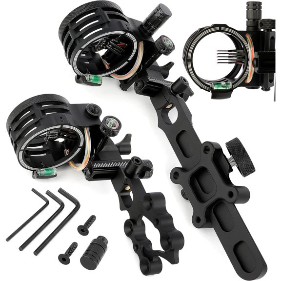 Cussparte Archery Compound Bow 5 Pin Sight 0.019" Optical Fiber Adjustable Hunting Target