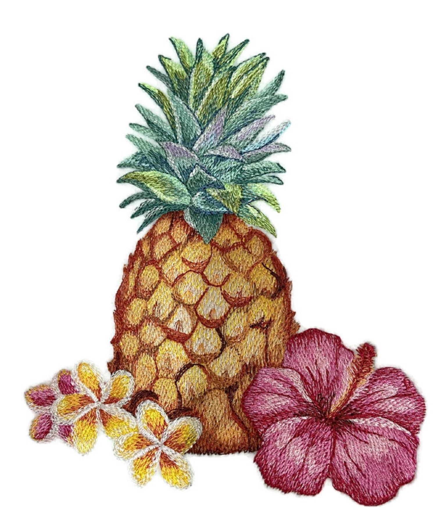 Custm Fruit Heavenly Hibiscus and Pineapple Embroidered Iron on/Sew ...