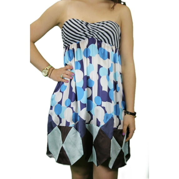 Custo Barcelona Women's Diamond Tiger Strapless Dress 4 Multi-Color
