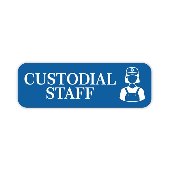 Custodial Staff 1 x 3" Blue Rounded Corner Name Badge | Medical Facilities (3 Pack)
