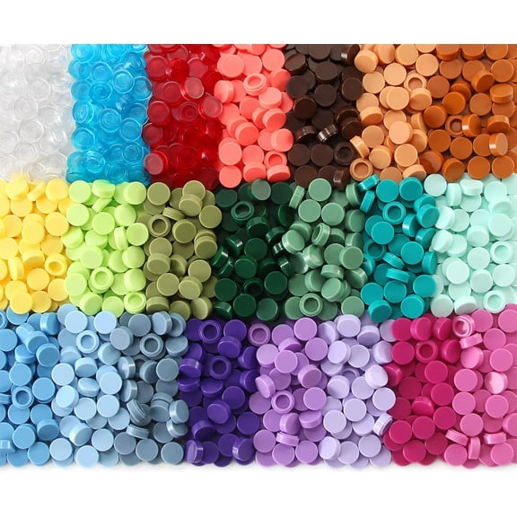 Custom 11 Flat Tiles 2200PCS Round Bricks MOC Parts and Pieces, 22 Colors Bulk Studs Building Accessories for Smooth Surface, Mosaics and Pixel Art Toy Dots Compatible with Major Brands 98138