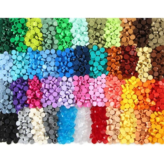 Custom 11 Round Tiles 2200PCS Flat Bricks Parts and Pieces, 44 Colors Bulk Studs Building Accessories for Smooth Surface, Mosaics and Pixel Art Toy Dots Compatible with Major Brands 98138