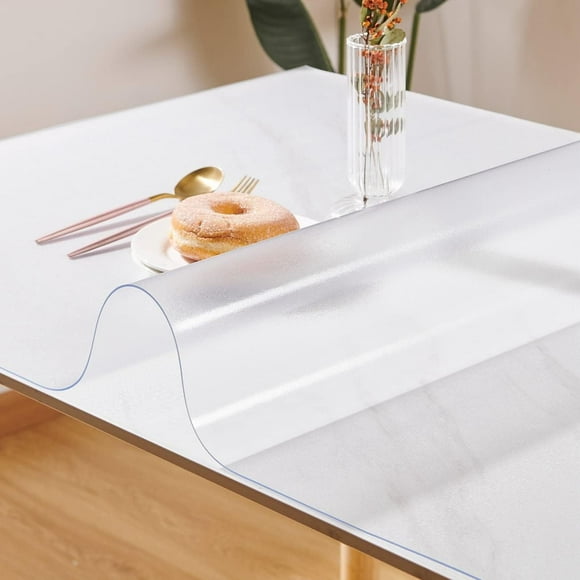 Custom 1.5mm Thick Frosted Table Cover Protector 22 x 42 Inch Waterproof PVC Protective Table Pad Transparent Mat for Coffee Table, Dining Room Table, Office Desk, End Table/Night Stand