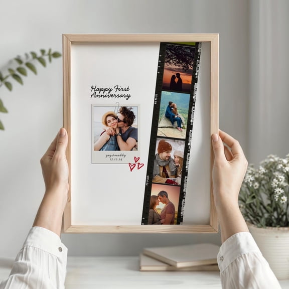 Custom 1 Year Anniversary Gift For Boyfriend Or Girlfriend, Polaroid Photo Frame, Couple Anniversary, Picture Collage, Framed Personalised, Unframed Canvas Size 8x12
