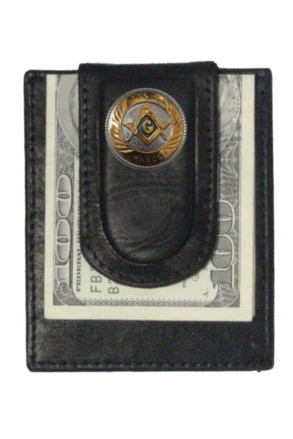 Custom 1 inch Texas Mason Paul and Taylor Money Clip Wallet Black