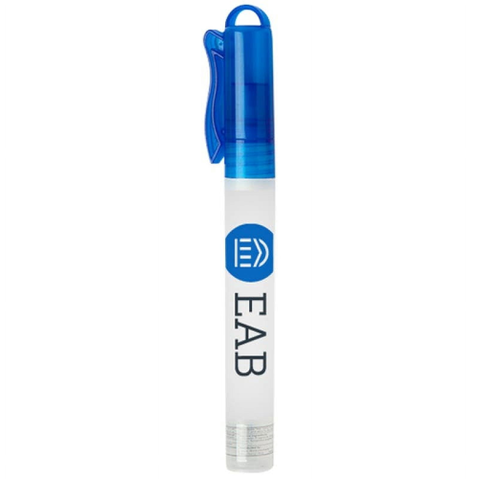 Custom 10 ml Hand Sanitizer Spray Pen, Set of 1000, Personalized Bulk Pack, InfectiGuard Hand Sanitizer with Carabiner Imprinting Keychain Perfume Spray Pen for Travel, Home, and Car Use - Blue