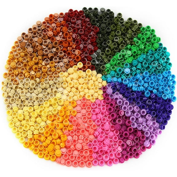 Custom 1000PCS Multicolored Round Plates 1X1 Building Blocks MOC Colors Transparent Pieces Bricks Dots Bulk Studs Accessories Kit Compatible with Major Brand