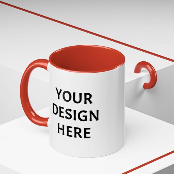 Custom 11oz Ceramic Coffee Mug Red Inner H1andle, PerS1onalized Design