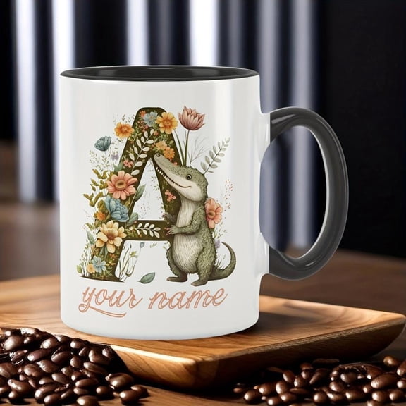 Custom 11oz Ceramic Coffee Mug with Your Name Personalized Floral Animal Design Office Home Holidays Parties Weddings Unique Birthday Idea