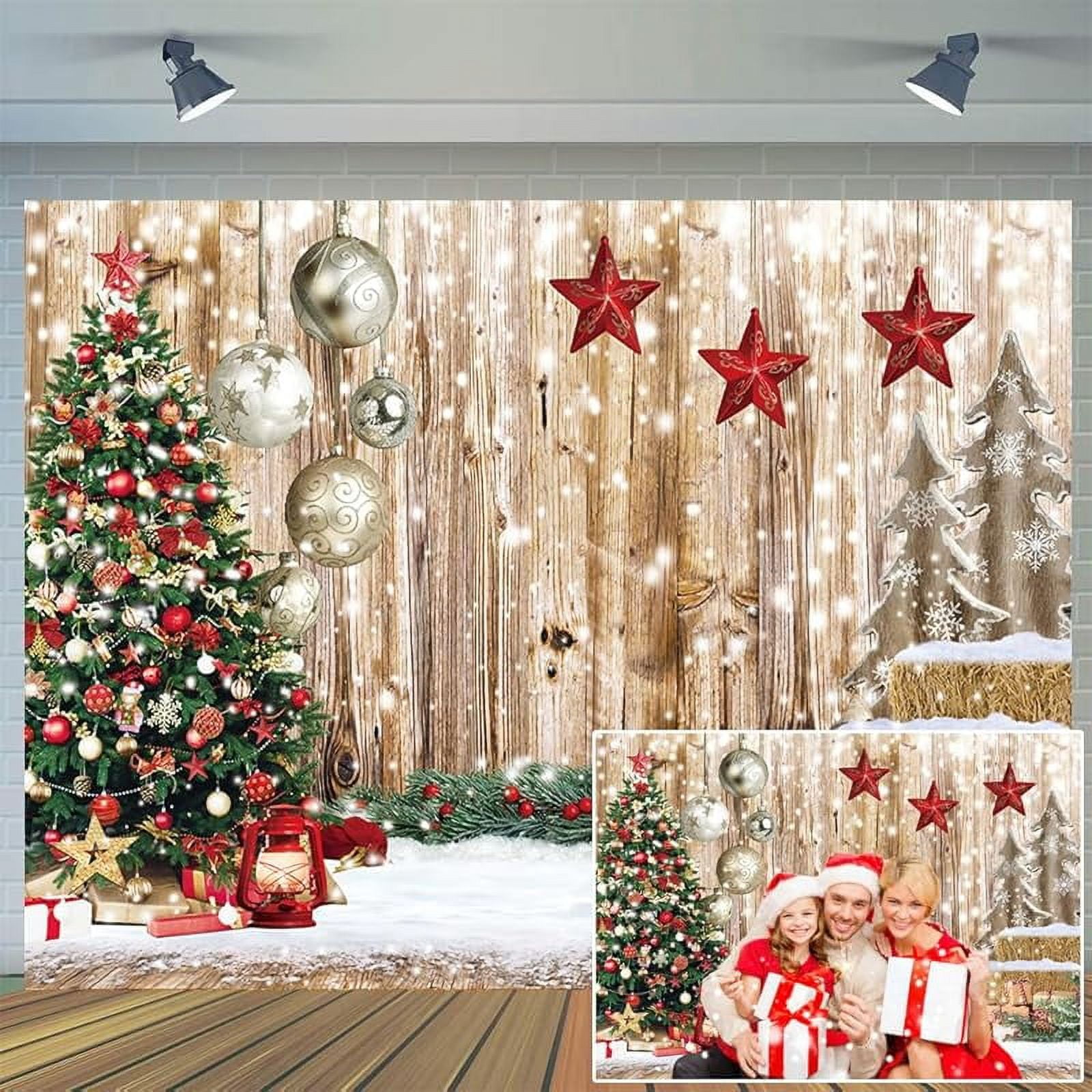 Kate 10x8ft Christmas Backdrop – Wreath & Tree Photo Background For Studio, Parties, Holiday Decor