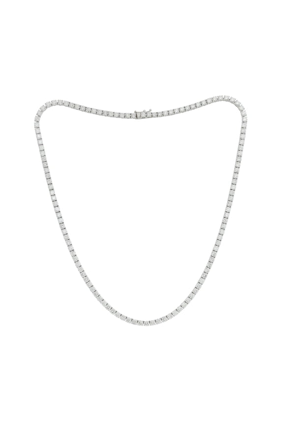 Custom 14 K White Gold, 16.5" 4 Prong Tennis Necklace 11.00 Cts Diamonds 131 Stones 0.08 Each Color Gh Si Clarity. Excellent Cut