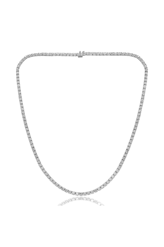 Custom 14 K White Gold 4 Prong Diamond Tennis Necklace 11.00 Cts Diamonds 134 Stones 0.08 Each.Color Fg Si Clarity. Excellent Cut.