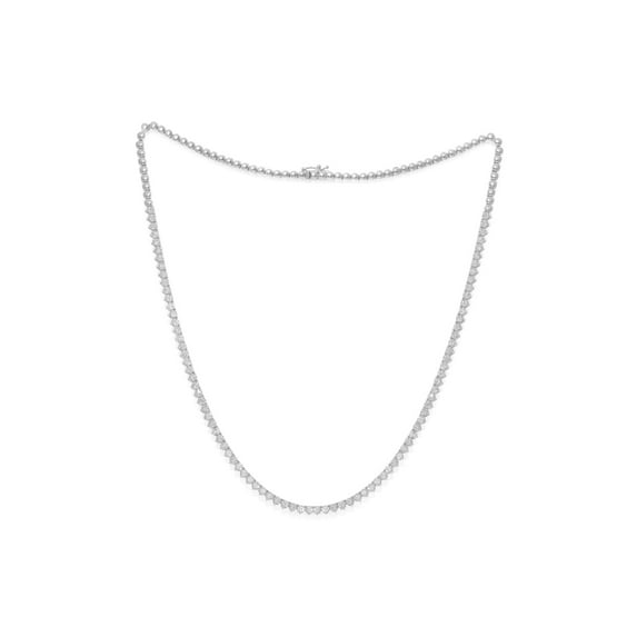 Diana M Custom 14K White Gold, 17" 3 Prong Half-Way A Round Diamond Tennis Necklace 7.50 Cts Round Diamonds 88 Stones 0.08 Each. Color Fg Si Clarity. Excellent Cut.