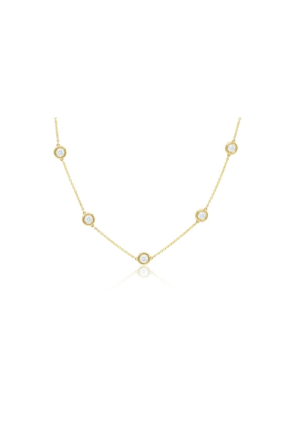 Custom 14k yellow gold diamonds by the yard necklace 5.00 cts white round diamonds, 26 stones, 34" FG color SI clarity. Excellent cut.