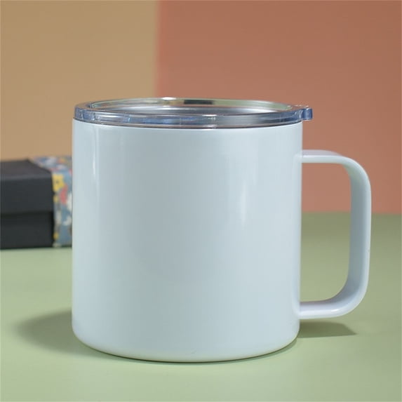 Custom 14oz Insulated Stainless Steel Coffee Mug with Lid Bulk, Double Wall Vacuum Travel Coffee Cup with Handle, Reusable Metal Tumbler for Camping, Ideal Gifts