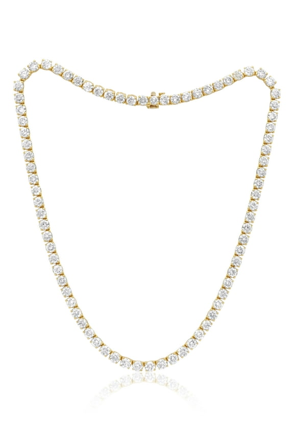 Custom 18 K Yellow Gold, 16.5" 4 Prong Diamond Tennis Necklace 31.50 Cts Round Diamonds 80 Stones 0.39 Each Fg Color Si Clarity. Excellent Cut.