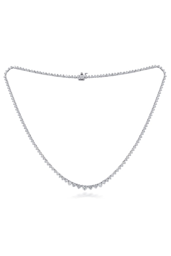 Custom 18K White Gold Graduated Tennis Reviera Necklace16.35 Cts Round Diamonds.Color Fg Si Clarity. Excellent Cut