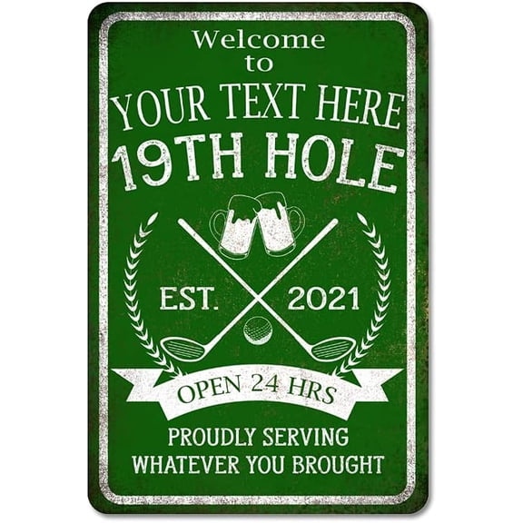 Custom 19th Hole Bar Sign Home Bar Funny Bar Decor Grill Patio Golf Golfer Decor Outdoor Custom Sign 8x12 108120073001