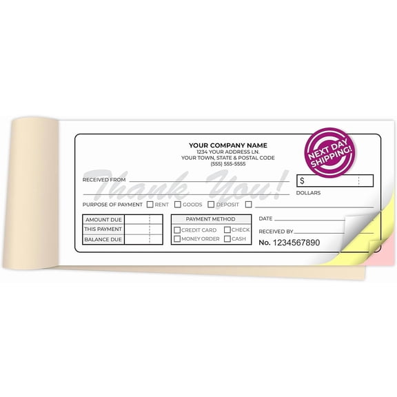 Custom 2.83" x 7" Carbonless NCR Books in 3-Part Triplicate Invoices, Receipts, Work Orders, Sales Orders, Purchase Orders, Estimates, Quote Forms with Your Company/Business Name (99 Sets)