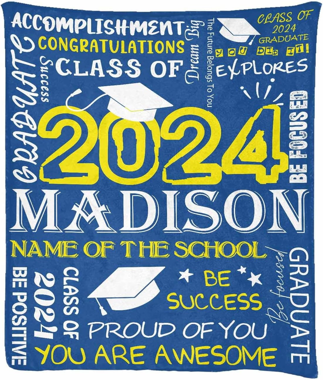 Custom 2024 Graduation Blankets For Daughter Granddaughter, Customized