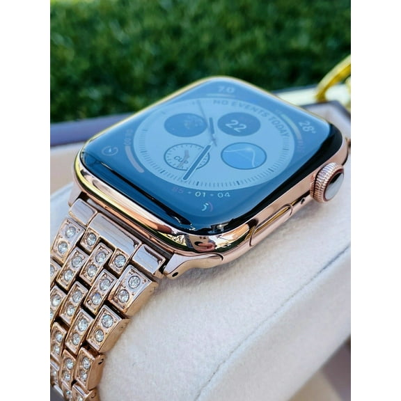 Custom 24K Rose Gold 44MM iWatch SERIES 5 Stainless Steel Rose Gold Band