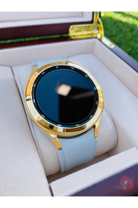 Custom 24k Gold 46mm Samsung Galaxy Watch 4 Sport Band Polished