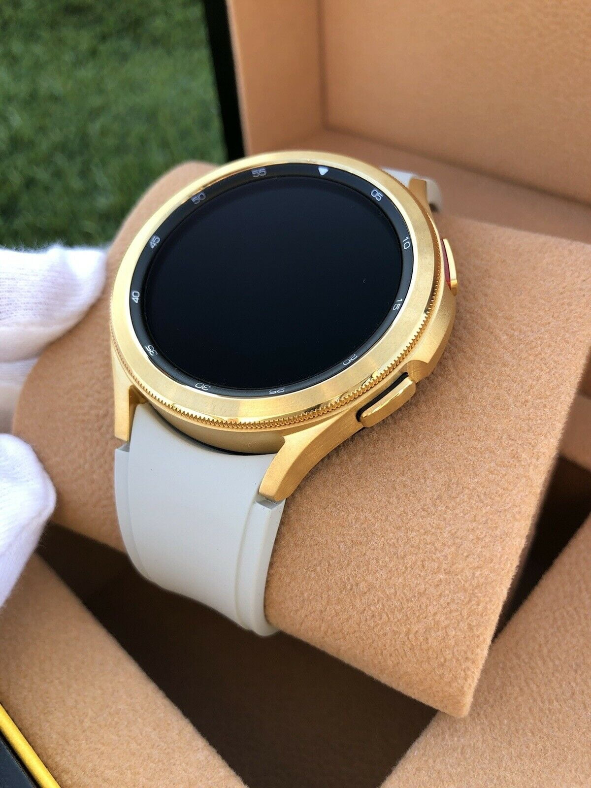 Custom 24k Gold Plated 46mm Samsung Galaxy Watch with Silver