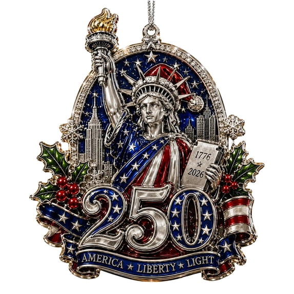 Custom 250th Anniversary Metal Ornament, Personalized America Patriotic Family Christmas Tree Decor, America 1776-2026 Commemorative Hanging Decor for Patriotic Christmas Tree