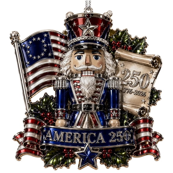 Custom 250th Anniversary Metal Ornament, Personalized America Patriotic Family Christmas Tree Decor, America 1776-2026 Commemorative Hanging Decor for Patriotic Christmas Tree