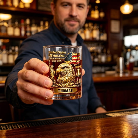 Custom 250th Anniversary Whiskey Glass Personalized 250th USA Patriotic Whiskey Glass Independence Day Gifts For Friend Patriotic Gift 2026