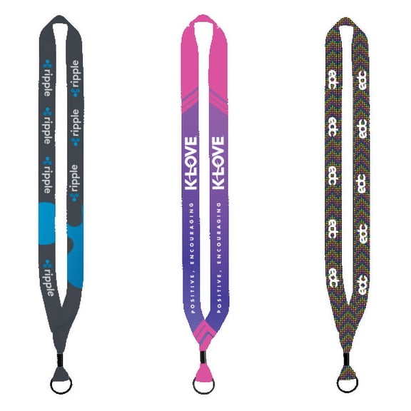 Custom 3/4" Dye-Sublimated Lanyard with Metal Crimp and Metal Split-Ring, Set of 100, Personalized Bulk Pack, Customized with Logo and Design for Events, conference, ID Badges, ID Cards, and Keys