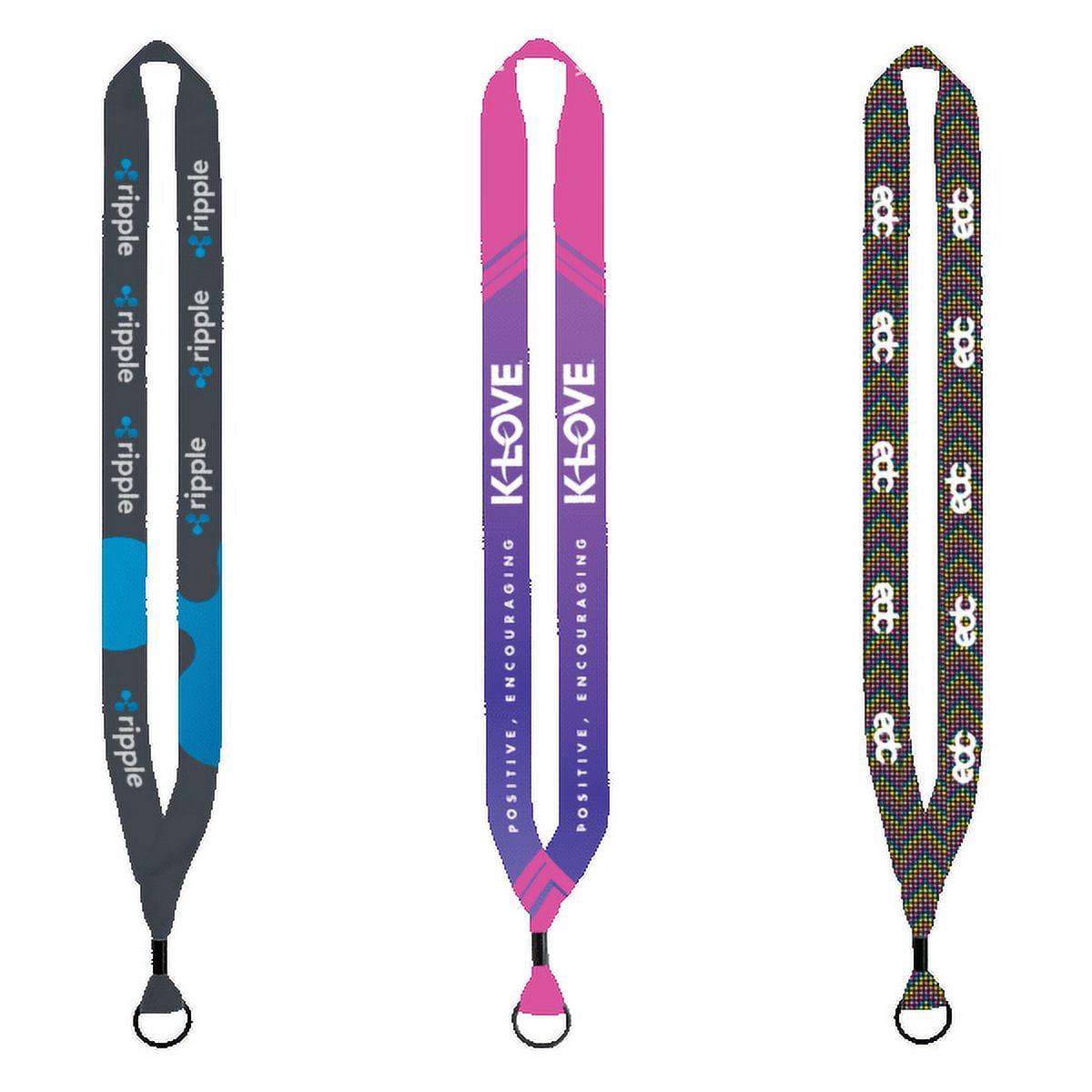 Custom 3/4" Dye-Sublimated Lanyard with Metal Crimp and Metal Split-Ring, Set of 250, Personalized Bulk Pack, Customized with Logo and Design for Events, conference, ID Badges, ID Cards, and Keys