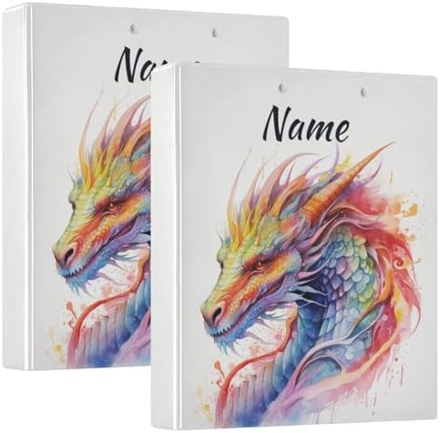 Custom 3 Ring Binder Watercolor Fire Rainbow Dragon, 1.5 Inch Round ...
