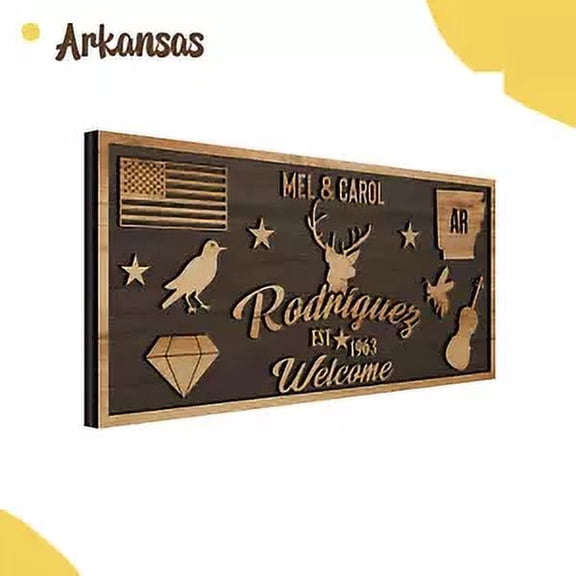 Custom 3D Arkansas State Sign with Couples Names and Date, Gift for Anniversary