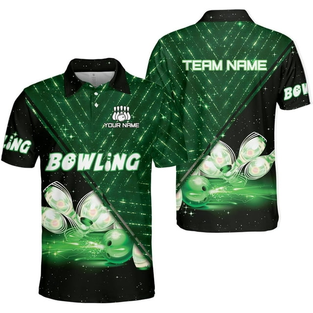 Personalisierte Herren Bowling Polo Shirts - Grün - Drachen Bowling Team Trikots - Bowling Liga Shirts Outfits P5350