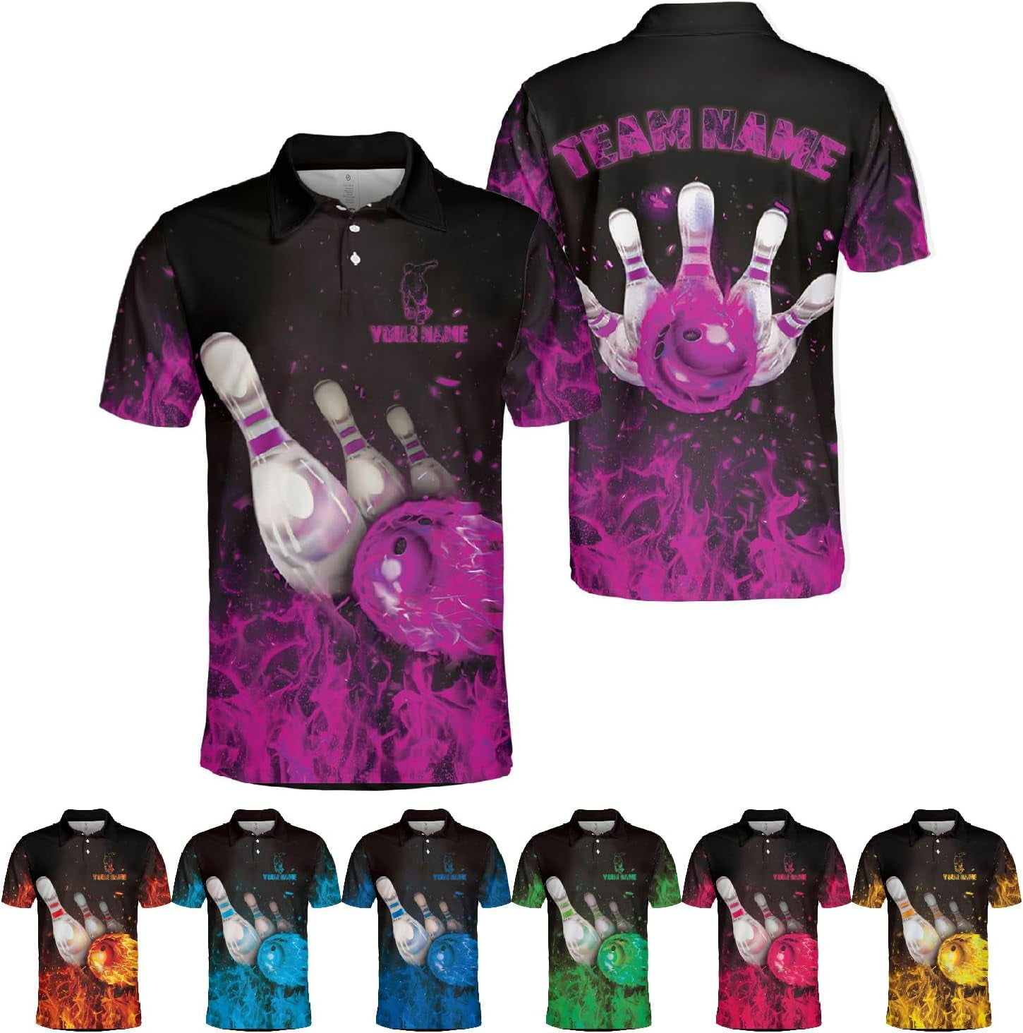 Custom 3D Bowling Polo Shirts for Men and Women Personalized Team Name Gift  Unisex Customized Bowling Short Sleeve Polo Shirt (Purple, S) - Walmart.com, image size:1450x1464