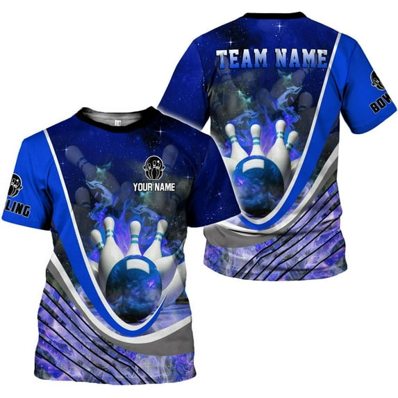 Custom 3D Bowling Shirts Personalized for Men and Women - Unique Team Shirt & Gifts for Bowling Lovers (Blue, L)