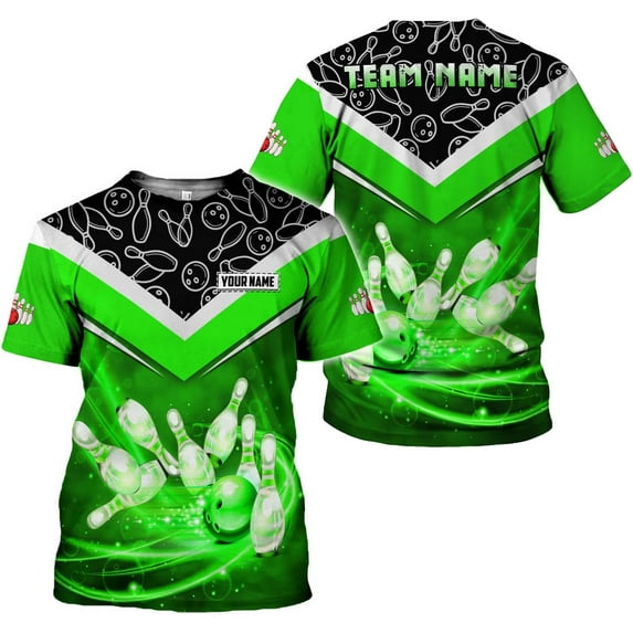 Custom 3D Bowling Shirts Personalized for Men and Women - Unique Team Shirt & Gifts for Bowling Lovers (Green, XL)