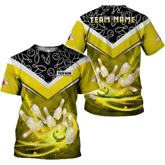 Custom 3D Bowling Shirts Personalized for Men and Women - Unique Team Shirt & Gifts for Bowling Lovers (Yellow, S)