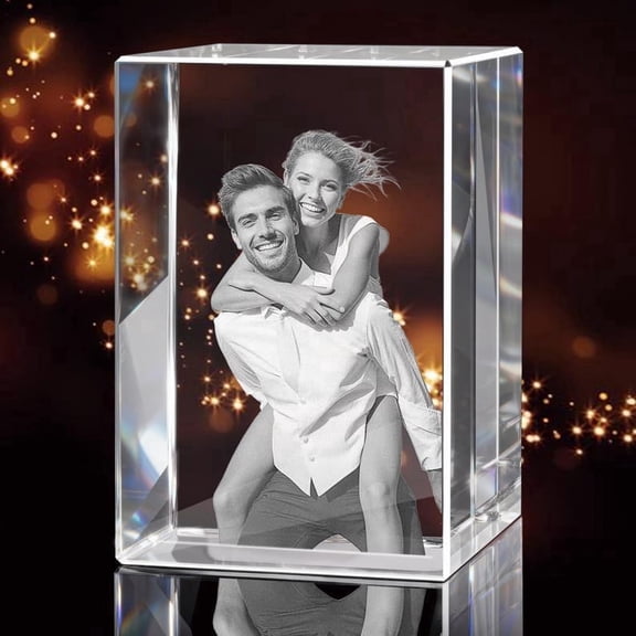 3D Photo Personalized Gift Custom Laser Engraved Picture in Optical Crystal Anniversary Gift