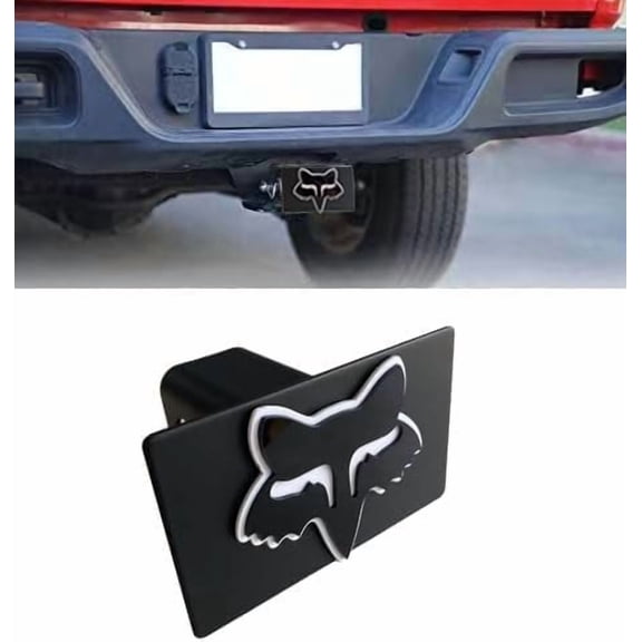 Custom 3D Metal Trailer Hitch Cover for 2'' Towing Rear Receiver Plug Cover Fox Emblem Cool Cars SUV Pickup Trucks Heavy Duty