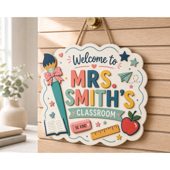 Custom 3D Teacher Door Hanger Sign - Personalized Classroom Decor