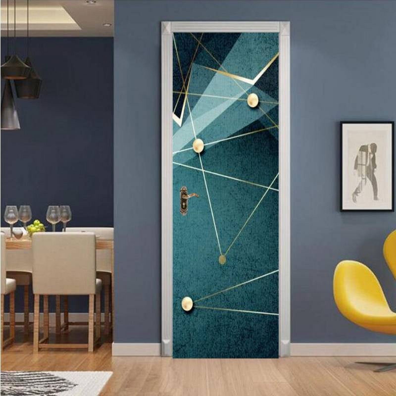 Custom 3d Geometric Linear Art Door Sticker Living Room Home Decor Wall ...