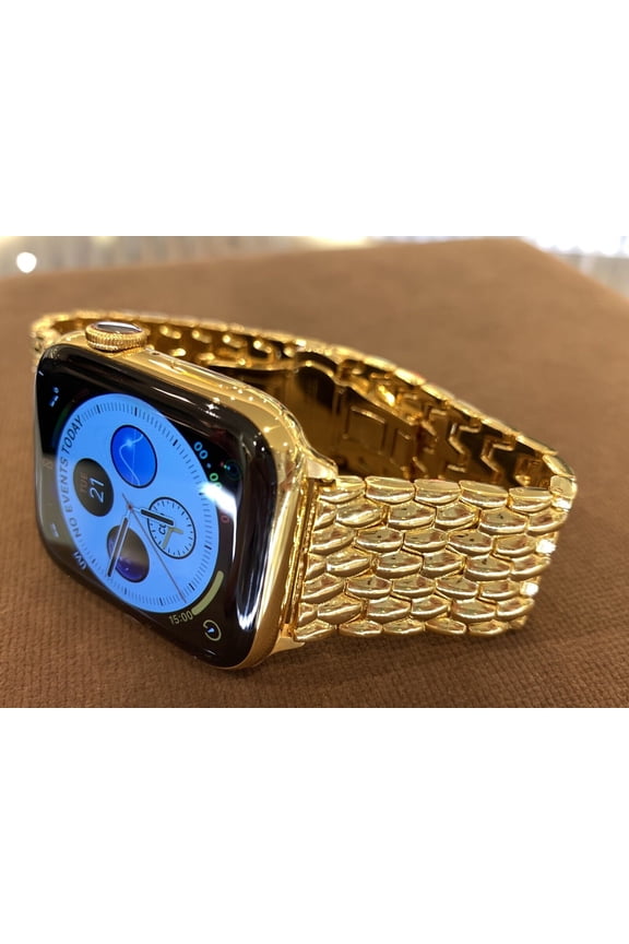 Custom 45mm iWatch Series 8 Stainless Steel 24K Gold Plated LTE+Blood O2