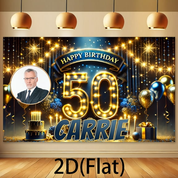 Custom 50th Party Decorations Banner 50th Sign Backdrop Photo Booth Props Background Party Favors