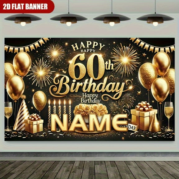 Custom 60Th Party Decorations Banner 60Th Sign Backdrop Photo Booth Props Background Party Favors