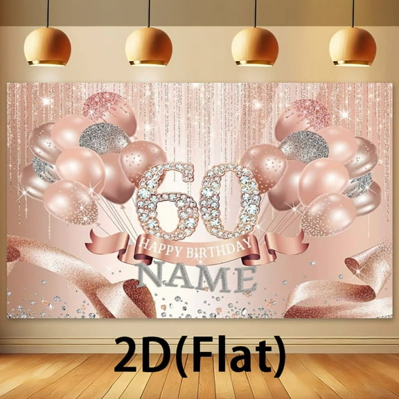 Custom 60th Party Decorations Banner 60th Sign Backdrop Photo Booth Props Background Party Favors