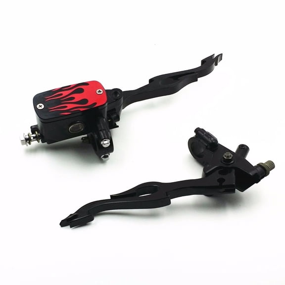 Custom 7/8" 22mm Red Flame Handlebar Control Reservoir Brake Clutch Lever Motorcycle Bike
