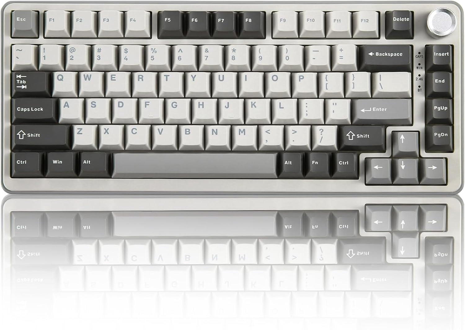 Custom 75% Layout Wireless Mechanical Keyboard with Knob, Hot-Swap Gasket Mount, RGB Backlit, Bluetooth Type-C 2.4G for Win Mac, Pre-Lubed Switches